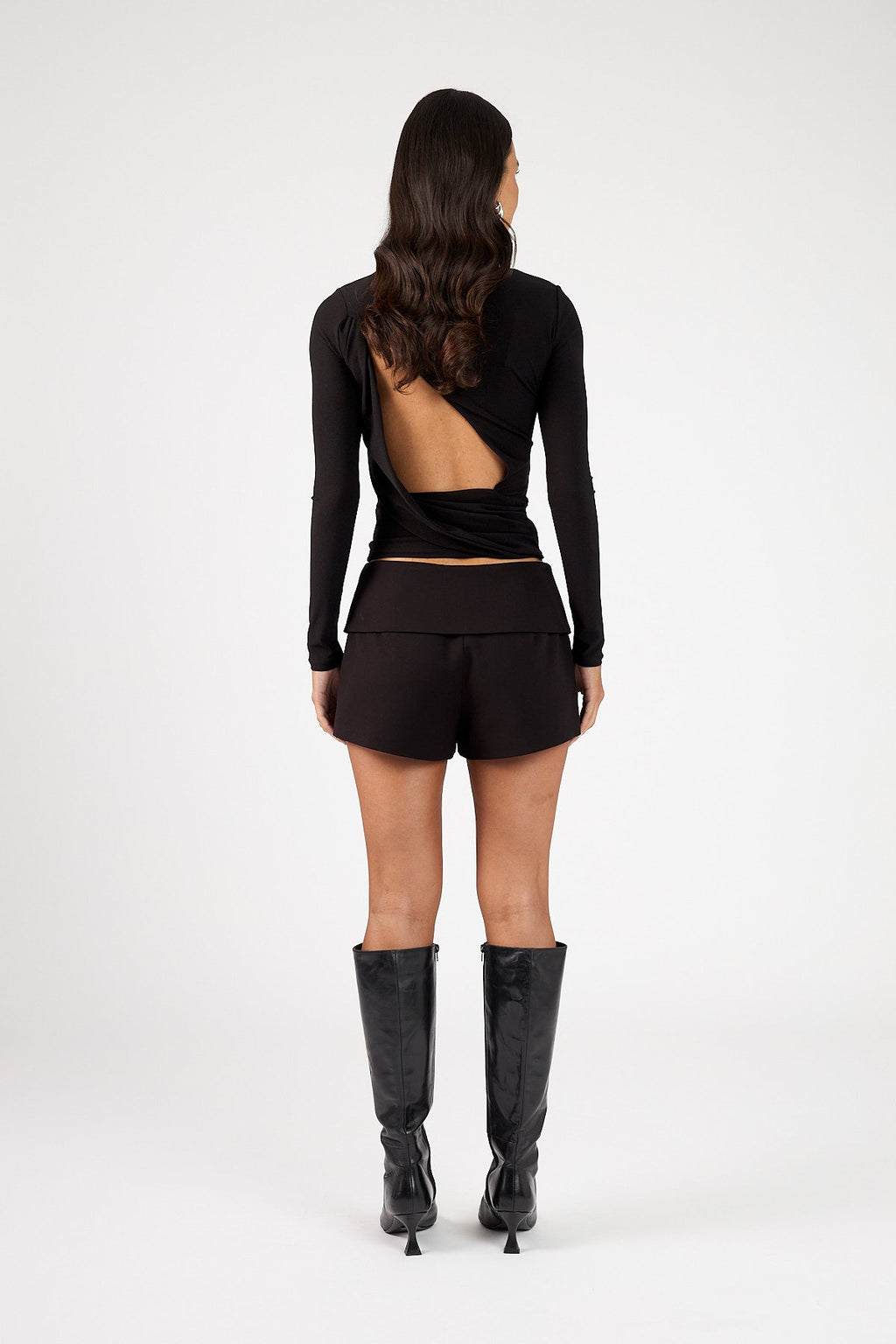 Fold Over Shorts Black