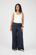 Linen Fold Over Pants Slate