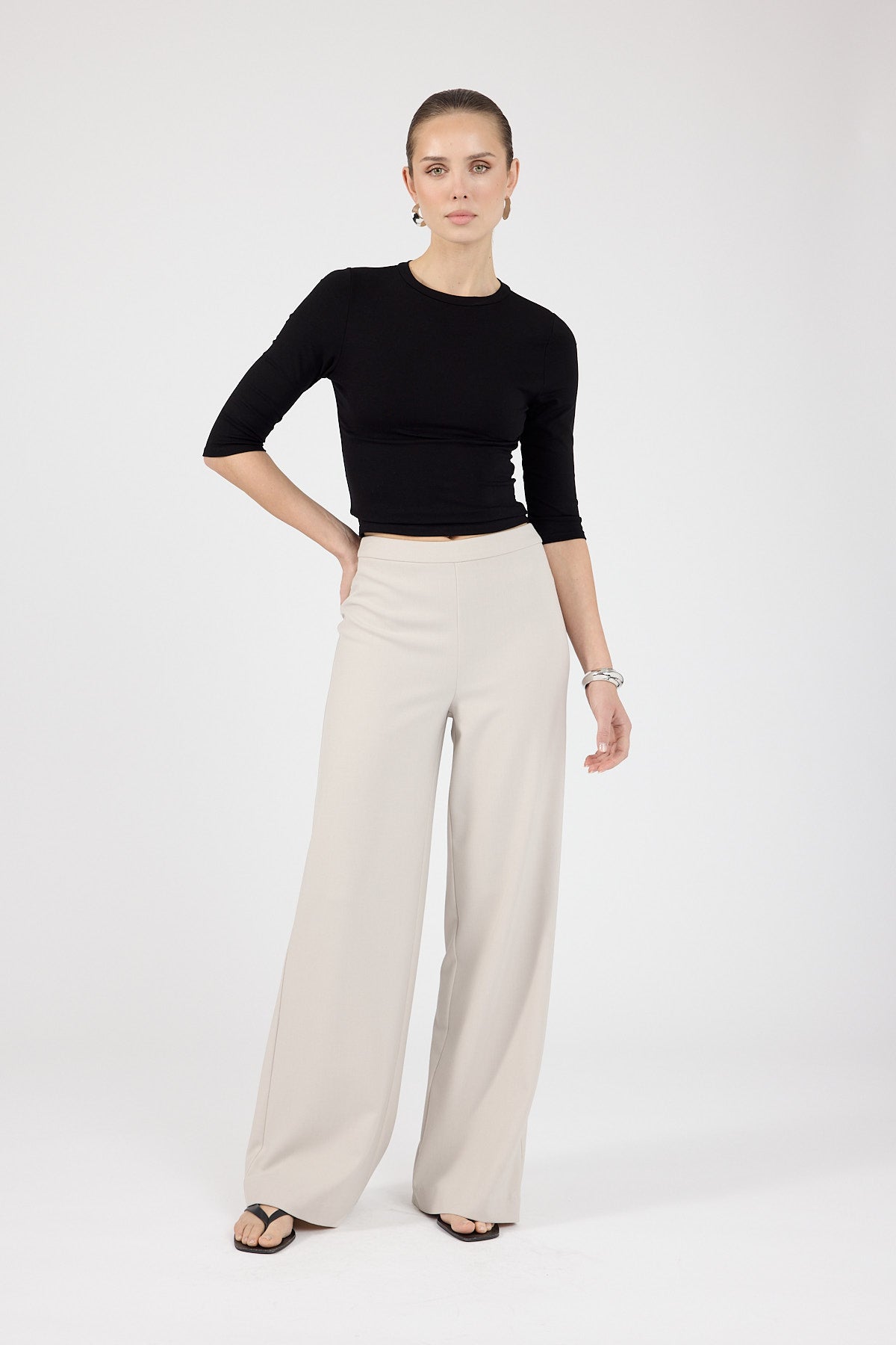 High Rise Pants Stone White