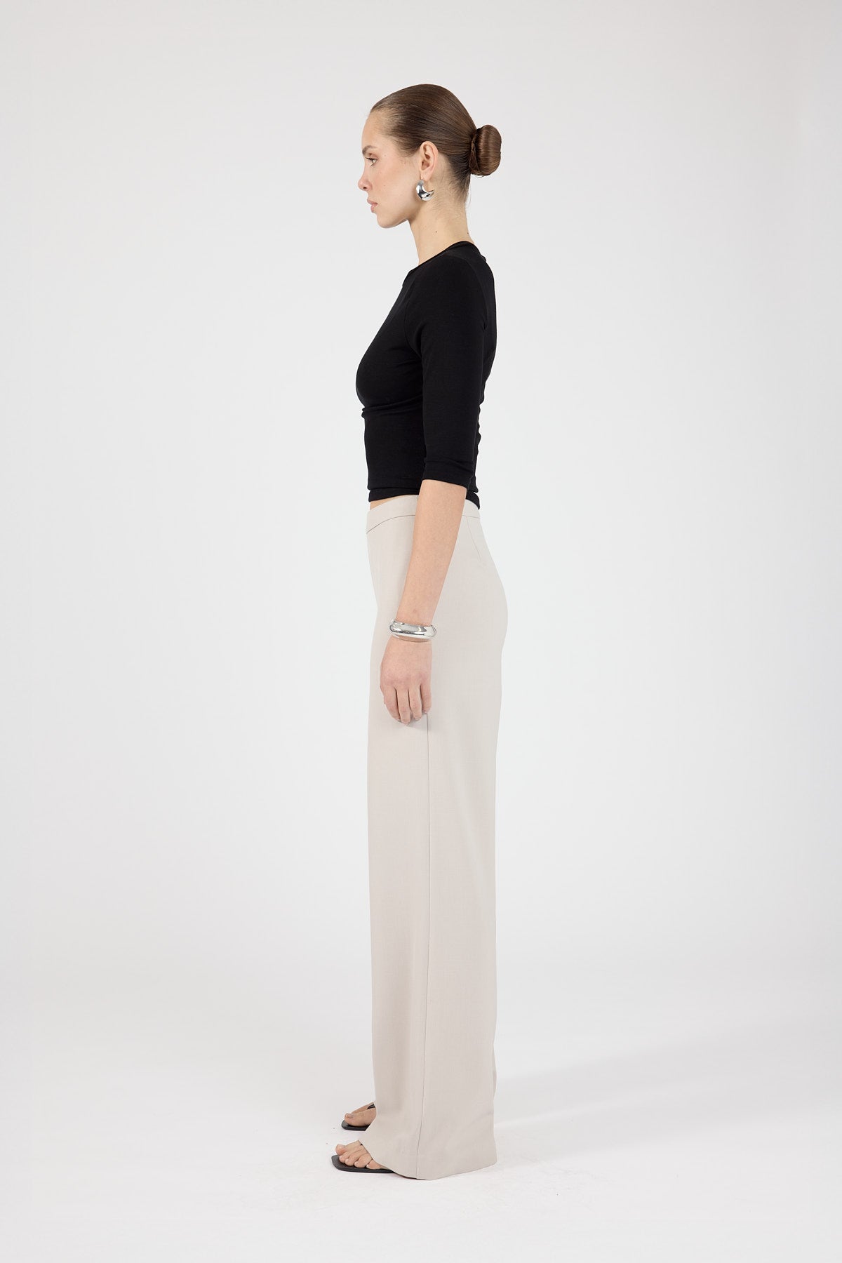 High Rise Pants Stone White