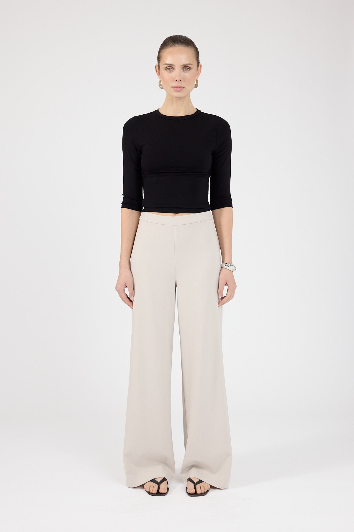 High Rise Pants Stone White