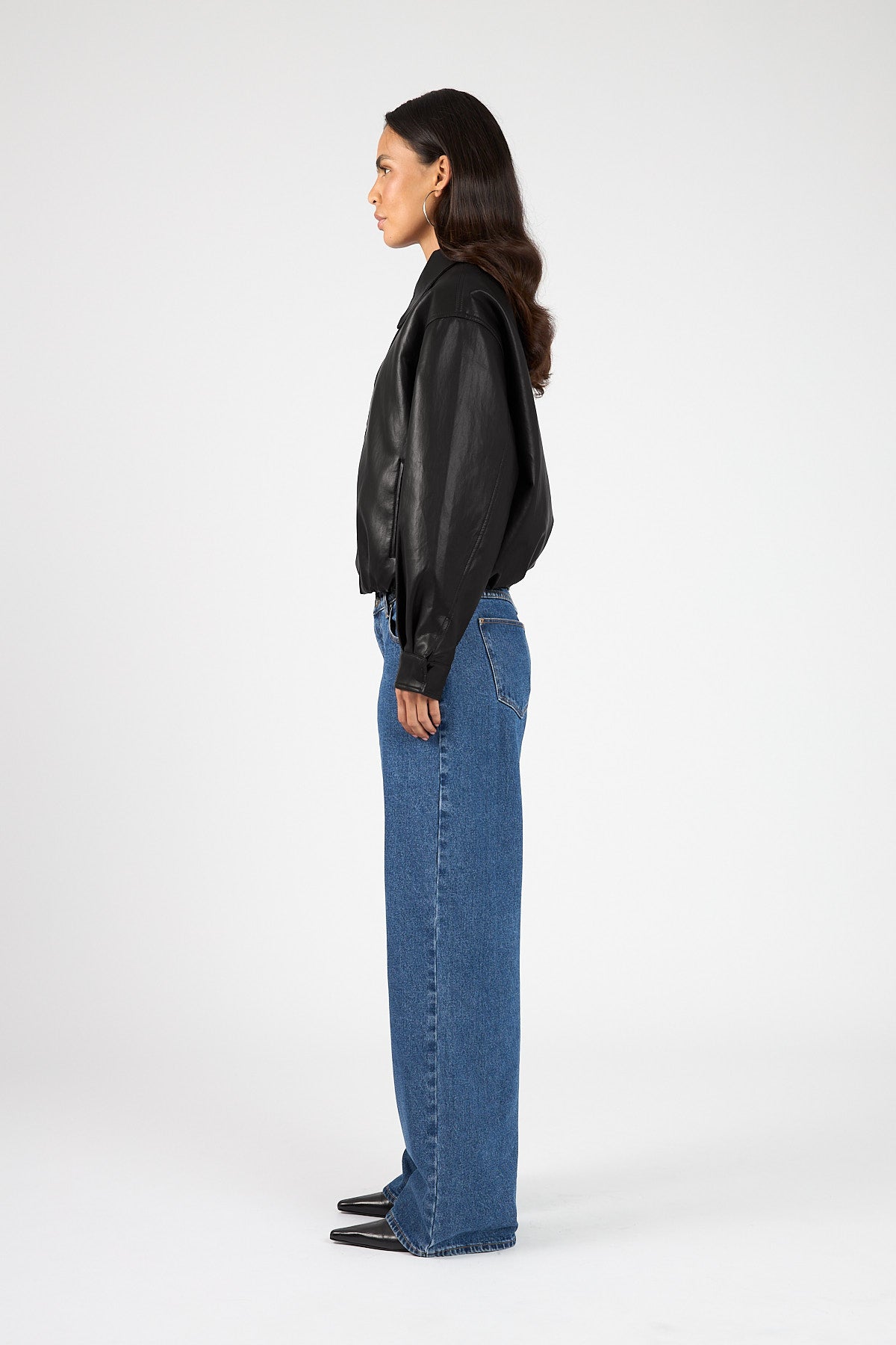 Bubble PU Bomber Jacket Black