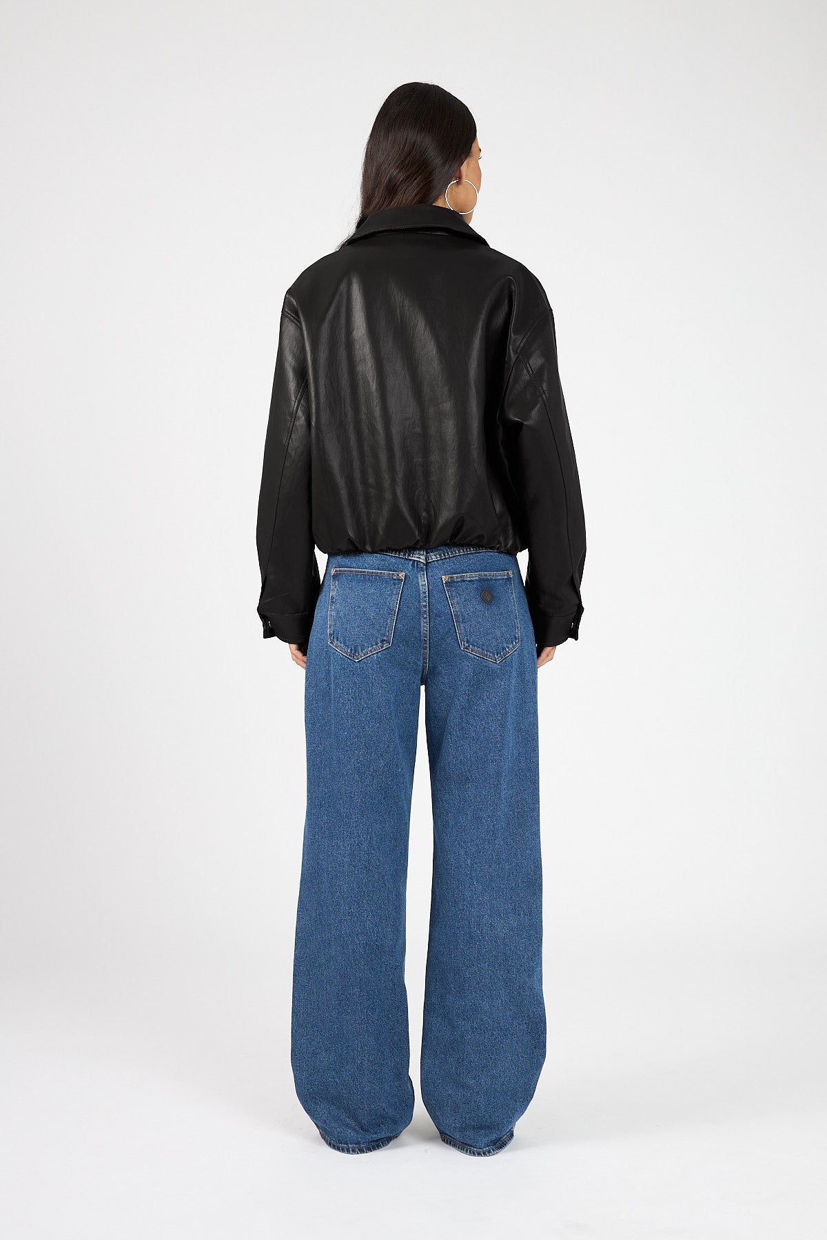 Bubble PU Bomber Jacket Black