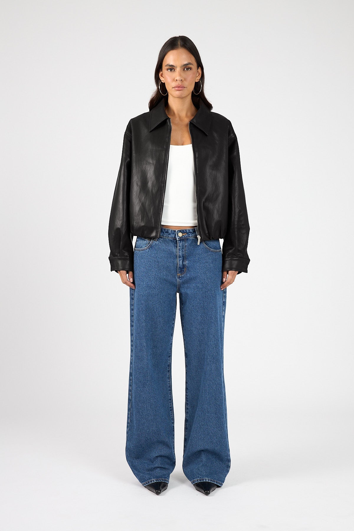 Bubble PU Bomber Jacket Black