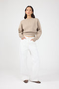 Crew Neck Knit Jumper Taupe