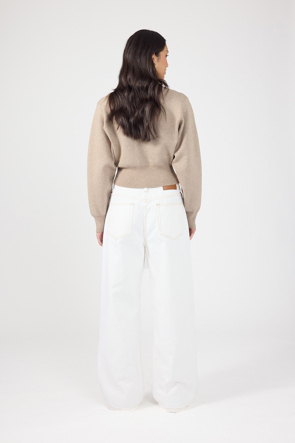 Crew Neck Knit Jumper Taupe