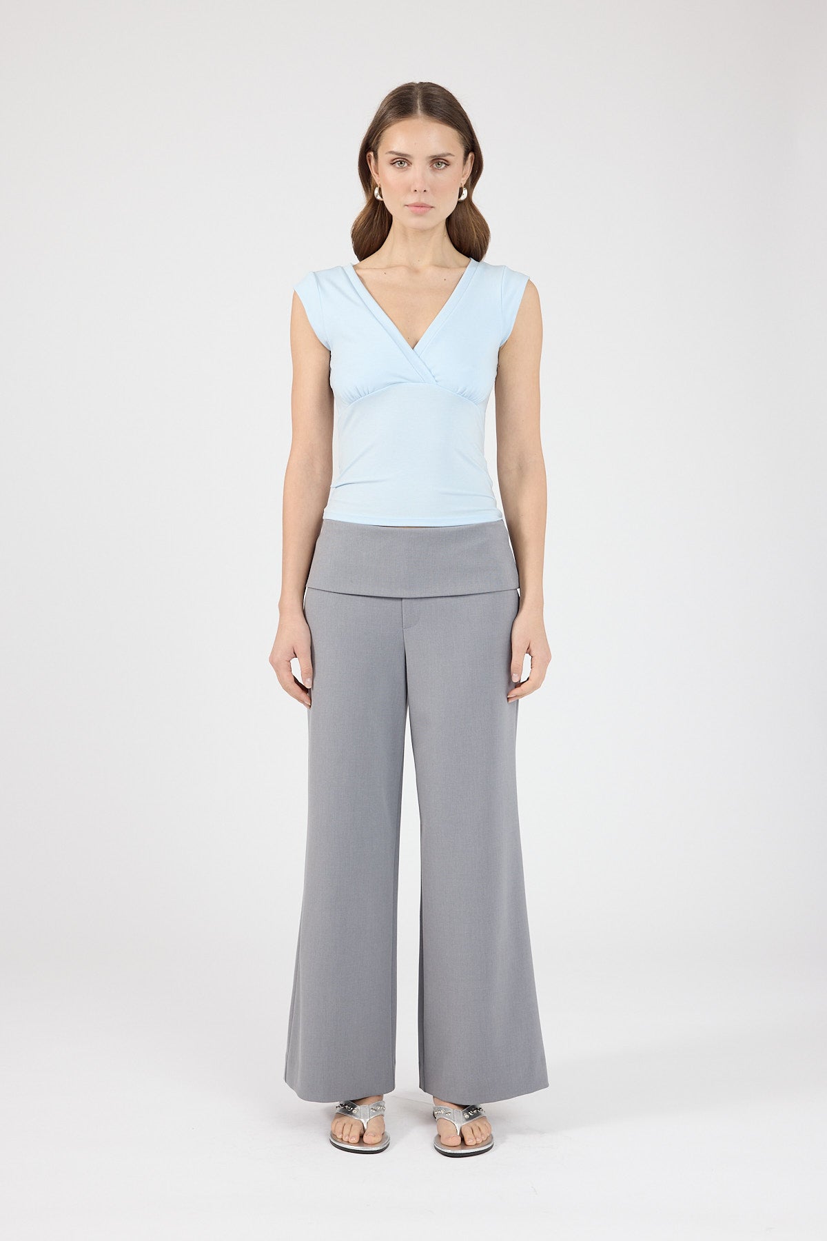 Petite Fold Over Pant Grey