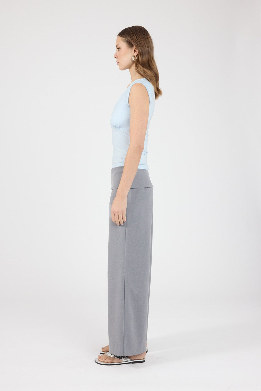 Petite Fold Over Pant Grey