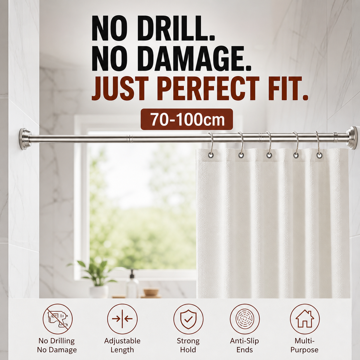 Barre de tension réglable sans perçage ¨C installation sans dommage, antidérapante et polyvalente, charge maximale de 15KG