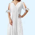 Women's Elegant V-Neck Hollow-Out Solid Dress