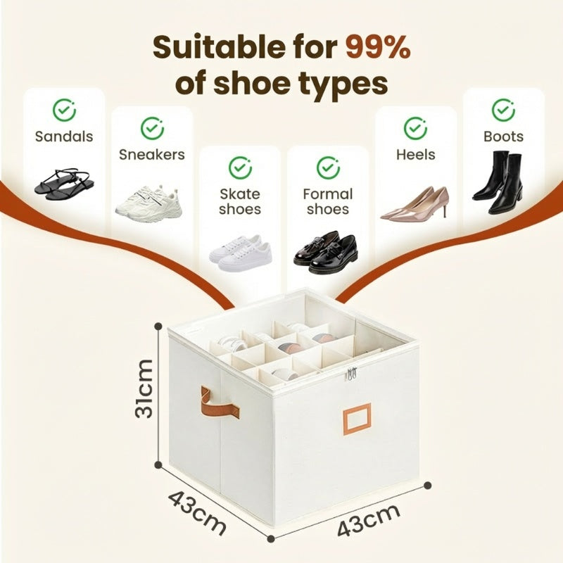 Scatola organizer in tessuto per riporre le scarpe - pieghevole, capiente, antipolvere e traspirante per armadio e camera da letto