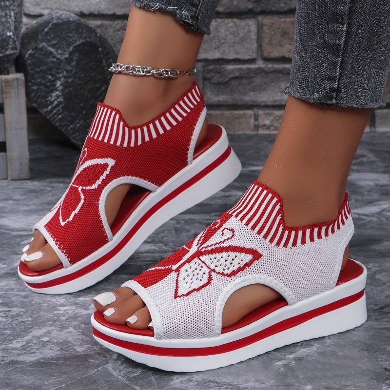 Sandali casual da donna con zeppa, punta aperta e stile da spiaggia