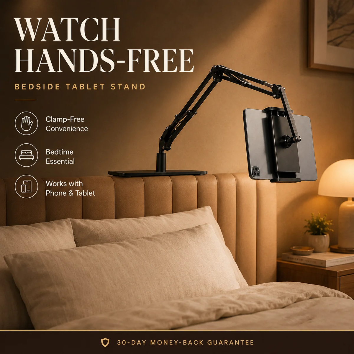 Supporto per telefono e tablet - senza morsetti, senza danneggiare i mobili - guarda, leggi ed effettua chiamate a mani libere a letto o alla scrivania