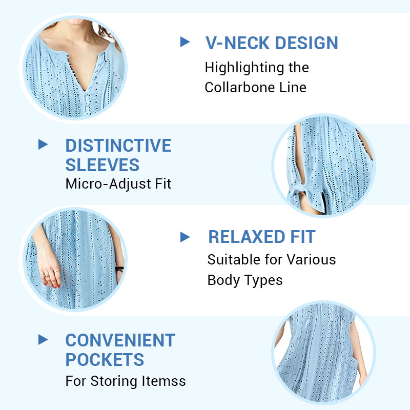 Women's Elegant V-Neck Hollow-Out Solid Dress