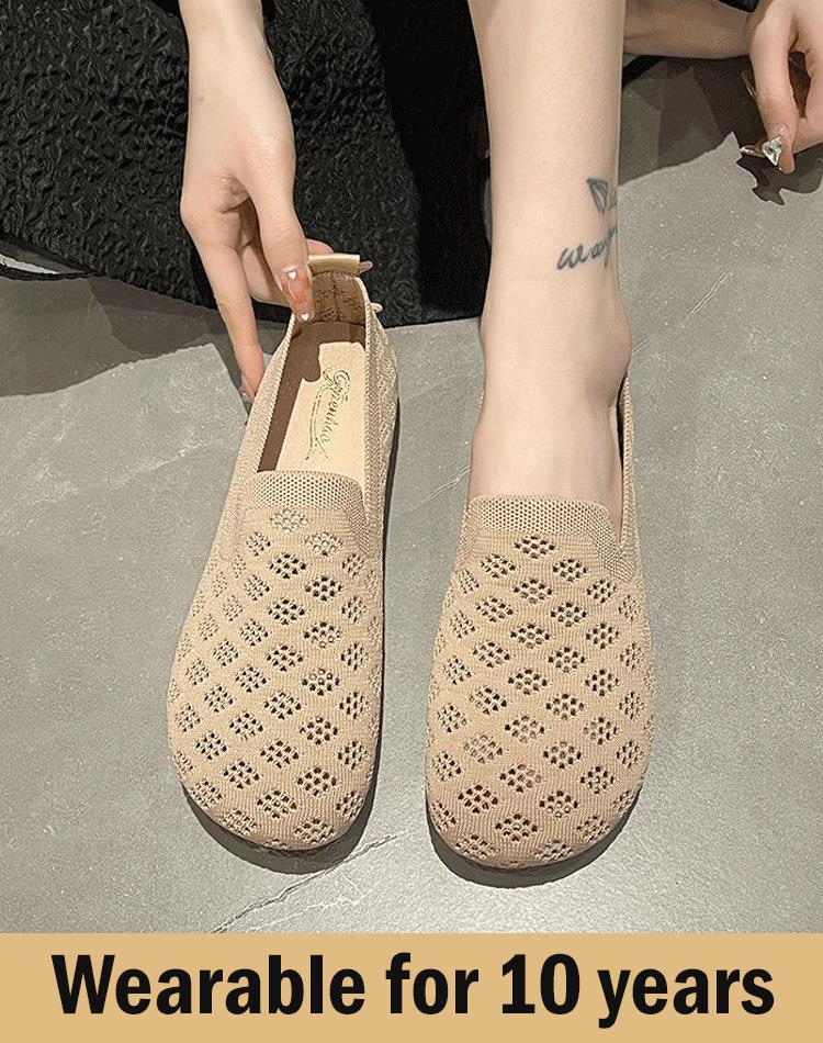 Scarpe da donna intrecciate, traforate e con suola morbida