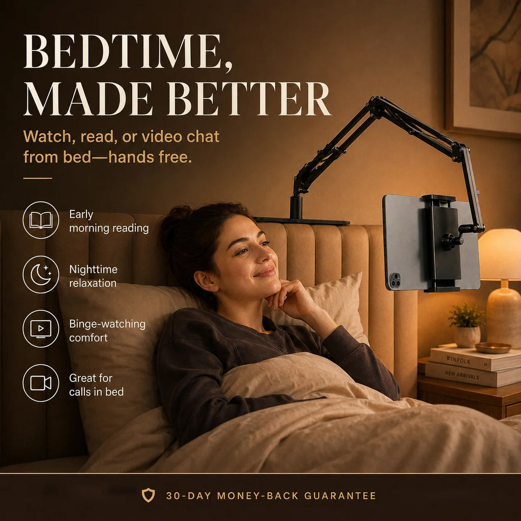 Supporto per telefono e tablet - senza morsetti, senza danneggiare i mobili - guarda, leggi ed effettua chiamate a mani libere a letto o alla scrivania