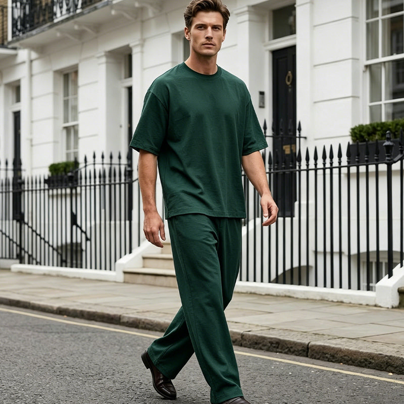 Nieuwe damesmode 2026: T-shirt en broek met wijde pijpen, 2-delige set