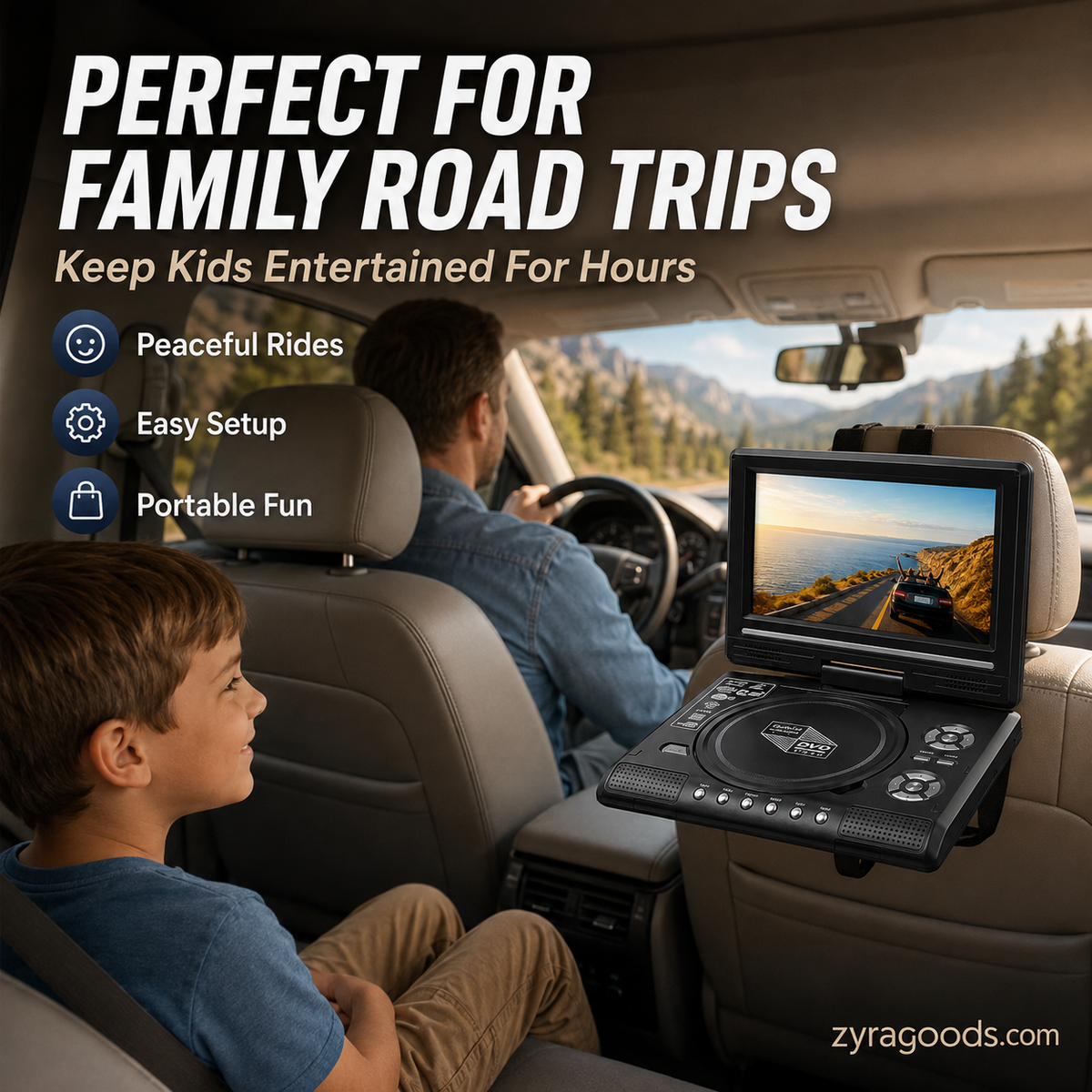 Reproductor de DVD/EVD portátil HD de 7.8 ¨C pantalla grande, recargable y compatible con DVD/CD/USB/SD ¨C perfecto para el hogar y los viajes