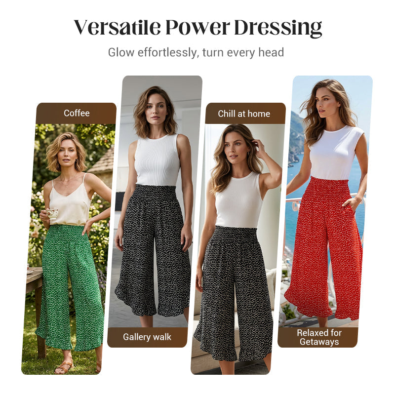 Pantalones fluidos de pierna ancha y cintura alta para mujer ¨C estilizan, son cómodos y elegantes