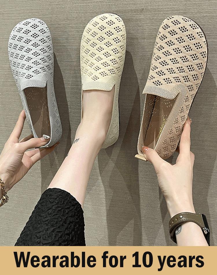 Scarpe da donna intrecciate, traforate e con suola morbida