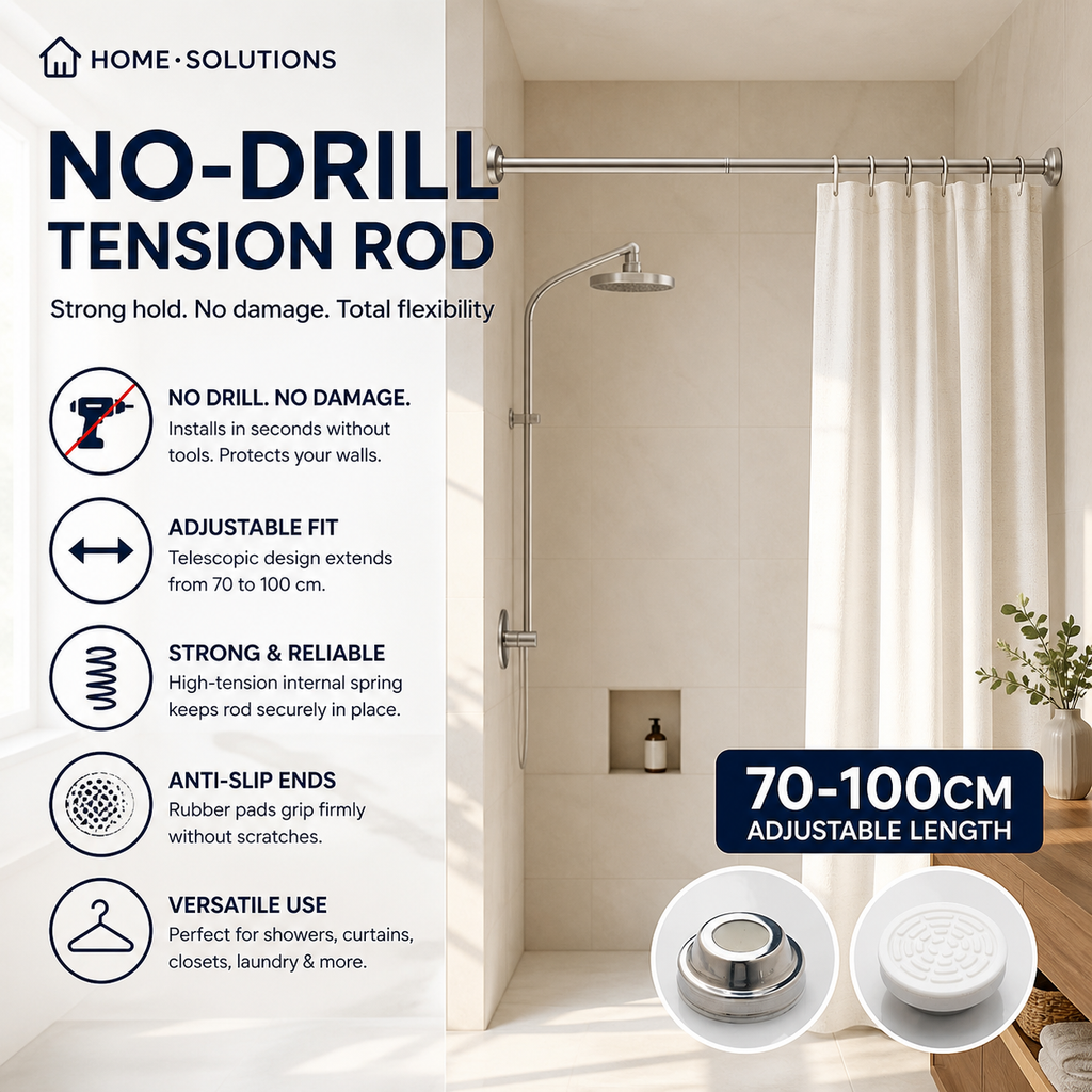 Barre de tension réglable sans perçage ¨C installation sans dommage, antidérapante et polyvalente, charge maximale de 15KG