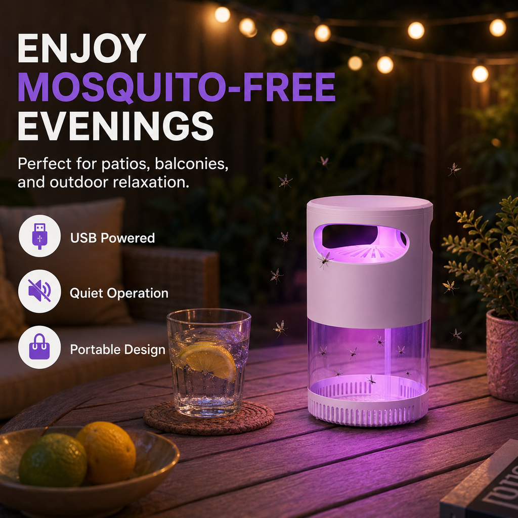 Lámpara mata mosquitos UV ¨C USB, silenciosa y sin químicos