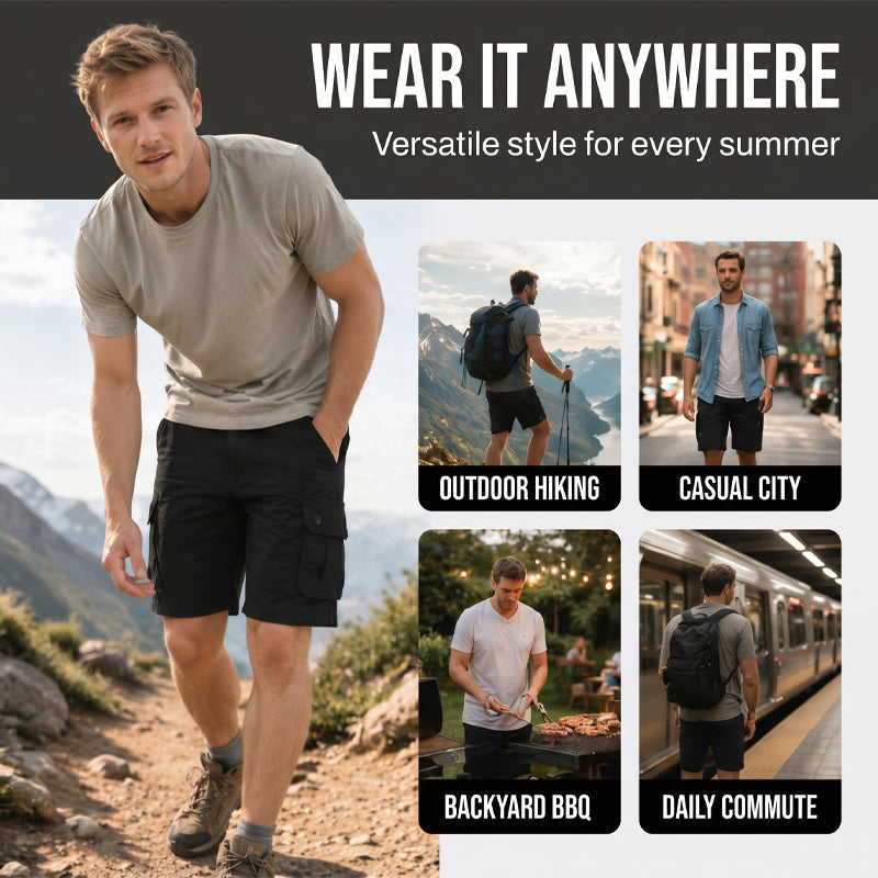 Pantaloncini cargo da uomo per attività all'aperto - Multitasche e traspiranti