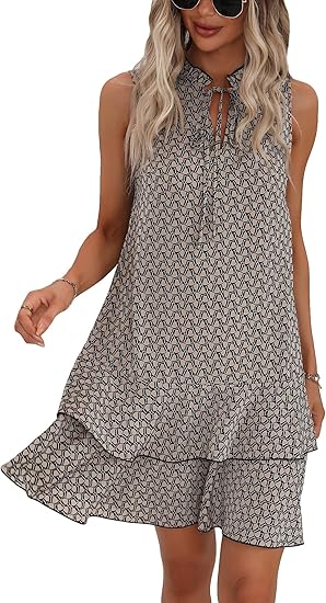 Jurk voor dames met geometrische print en strik ¨C stijlvol, elegant en moeiteloos chic