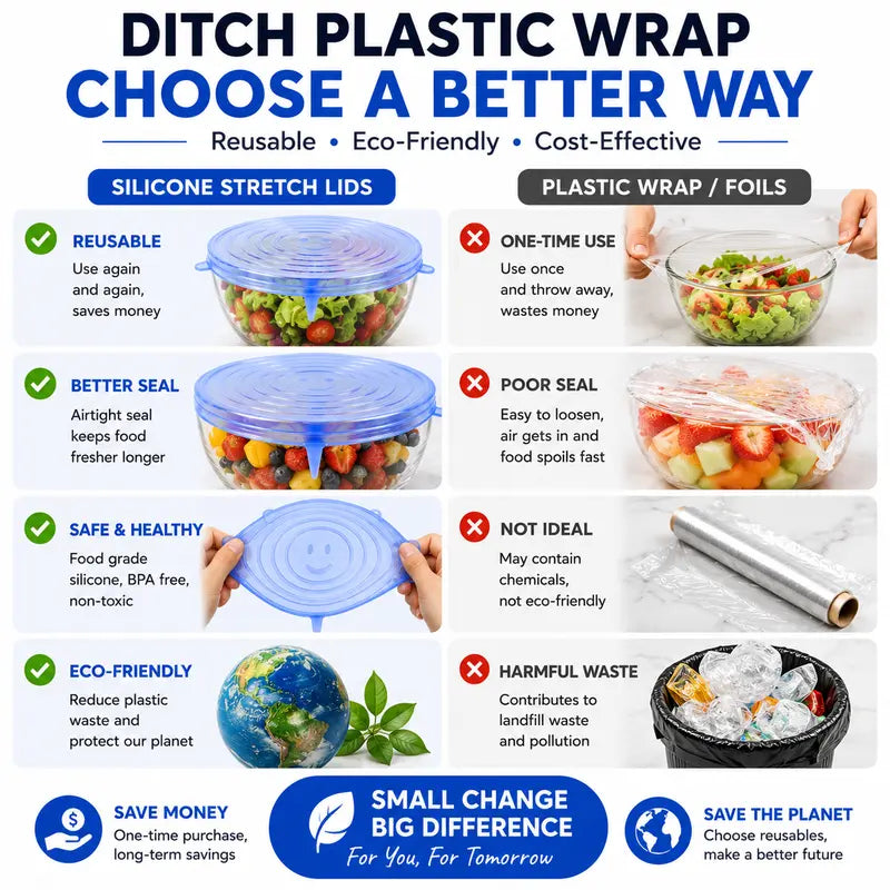 Couvercles en silicone Adpartner pour la conservation des aliments (lot de 6)