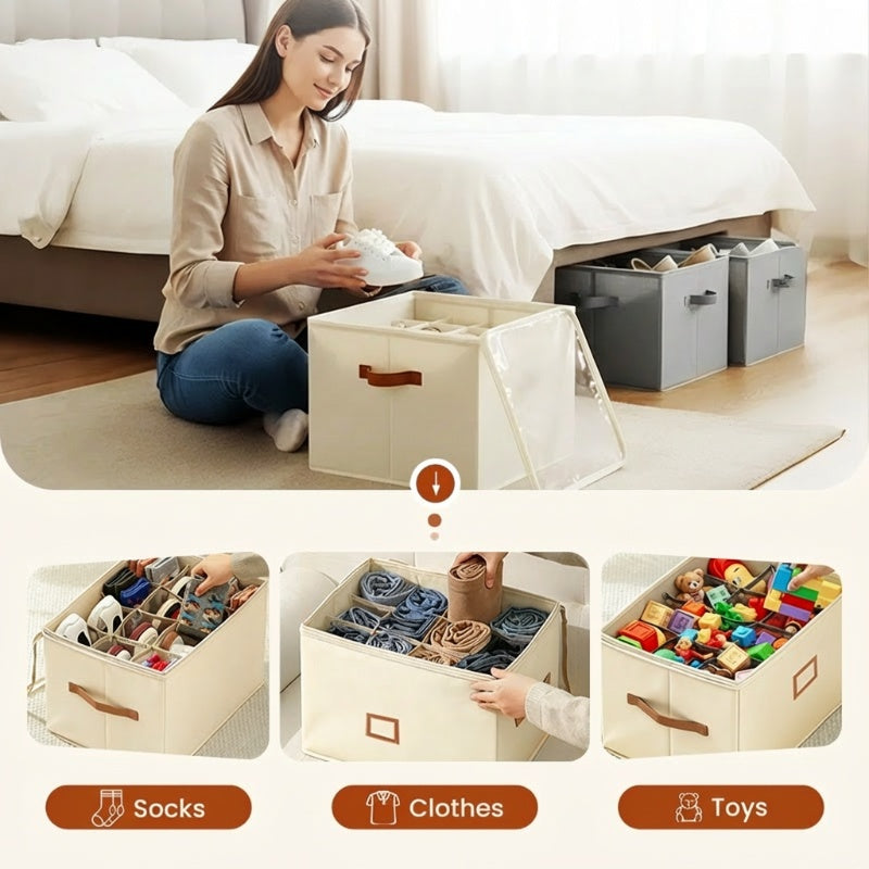 Scatola organizer in tessuto per riporre le scarpe - pieghevole, capiente, antipolvere e traspirante per armadio e camera da letto