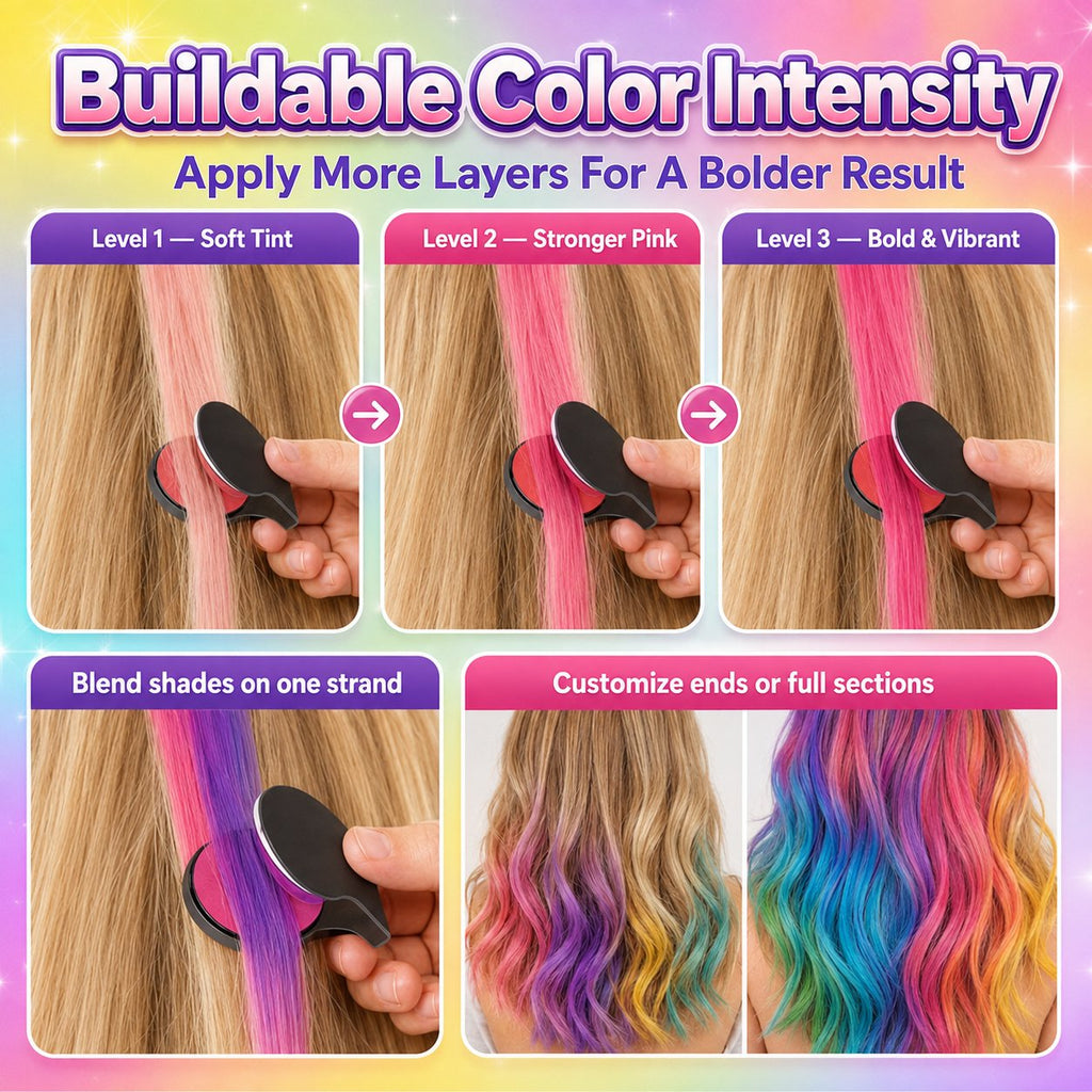 Ensemble de craies applicatrices temporaires pour cheveux en 12 couleurs