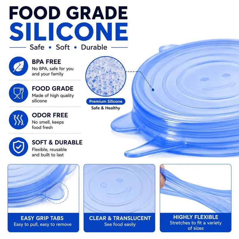 Couvercles en silicone Adpartner pour la conservation des aliments (lot de 6)