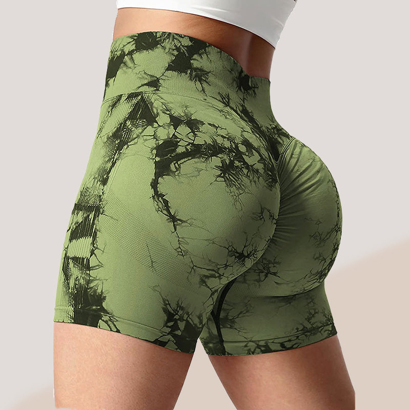 Pantalones cortos deportivos de teñido aleatorio y gran elasticidad