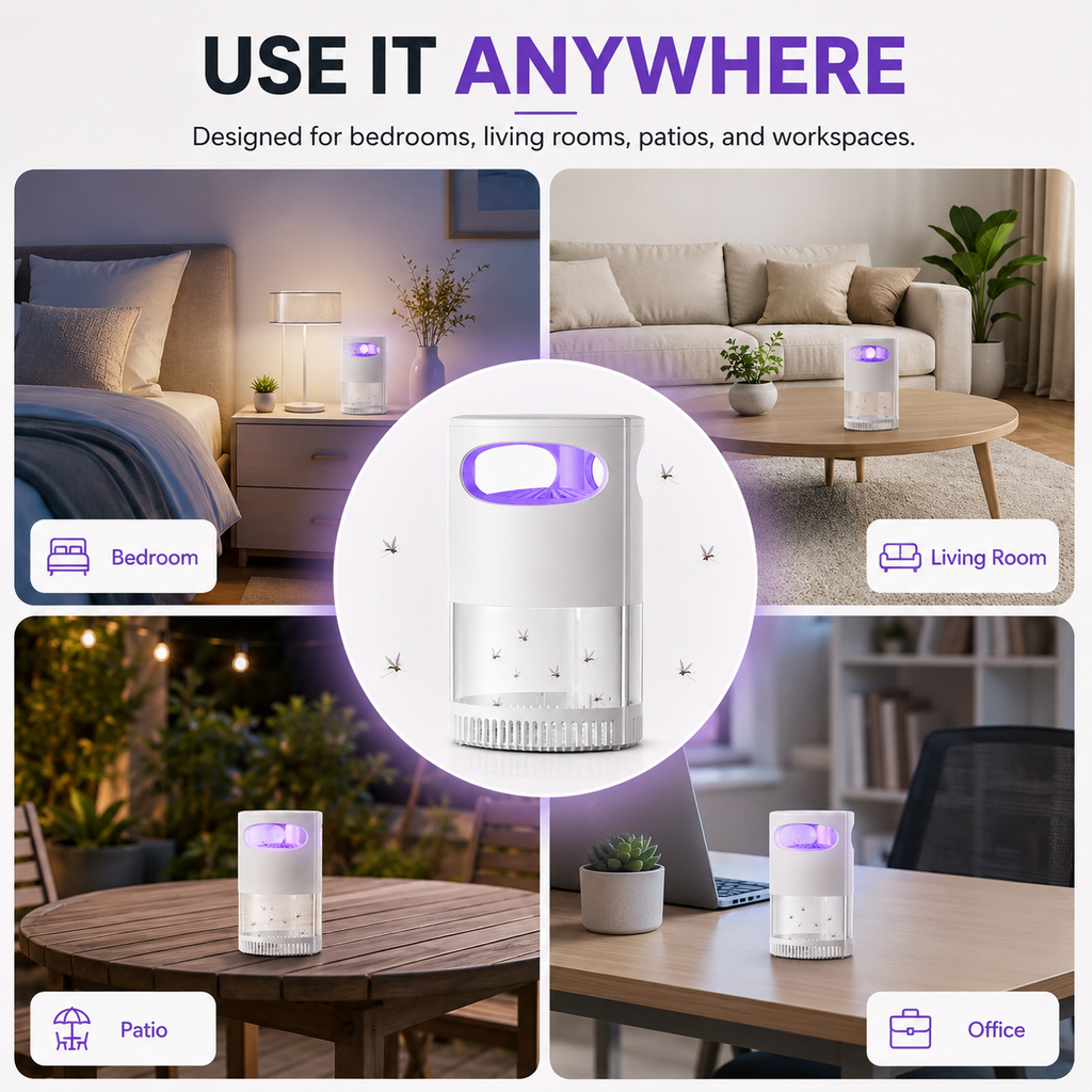 Lámpara mata mosquitos UV ¨C USB, silenciosa y sin químicos