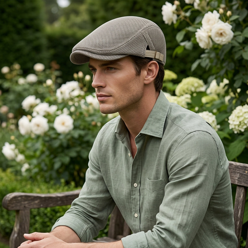 Casquette plate respirante avec sangle réglable ¨C tissu en mesh, style Ivy classique et bandeau anti-transpiration intégré