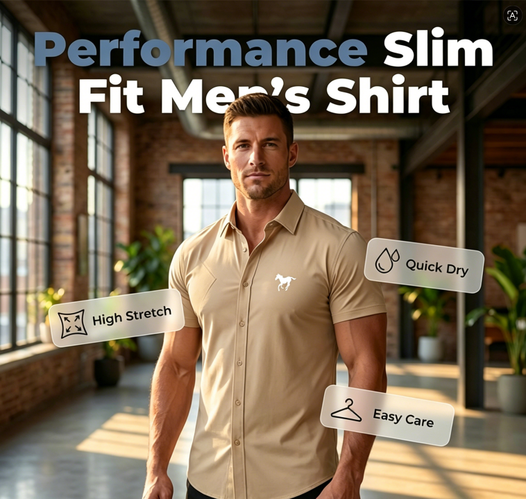 Slim-fit stretchshirt voor heren