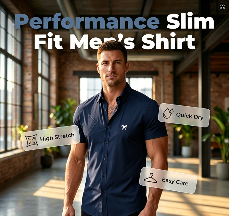 Slim-fit stretchshirt voor heren