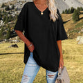 Camiseta holgada informal de mujer con escote en V