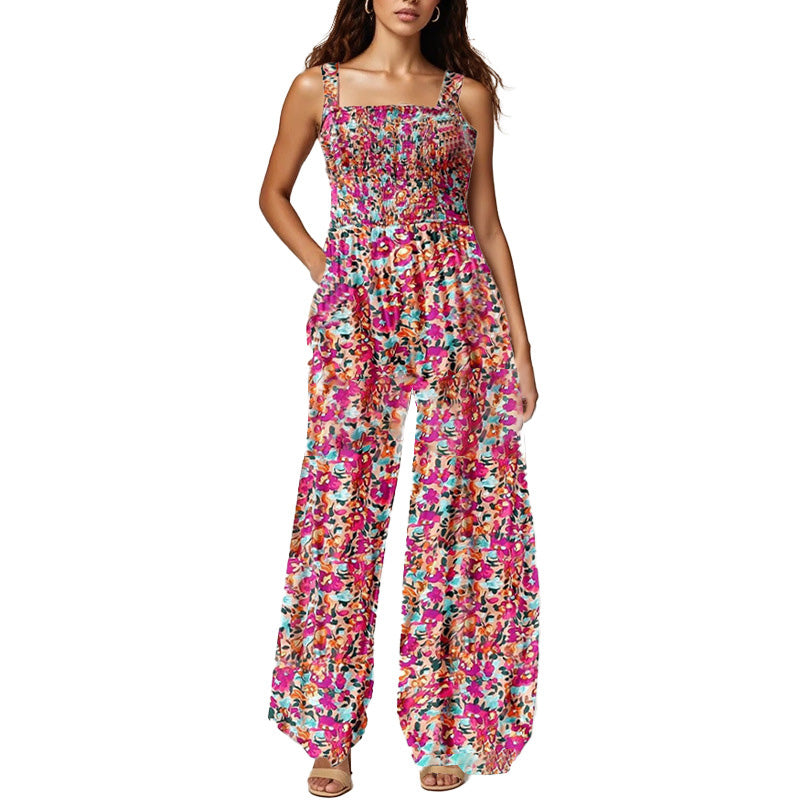 Tuta intera casual stampata da donna, senza maniche - comoda, elegante e perfetta per l'estate