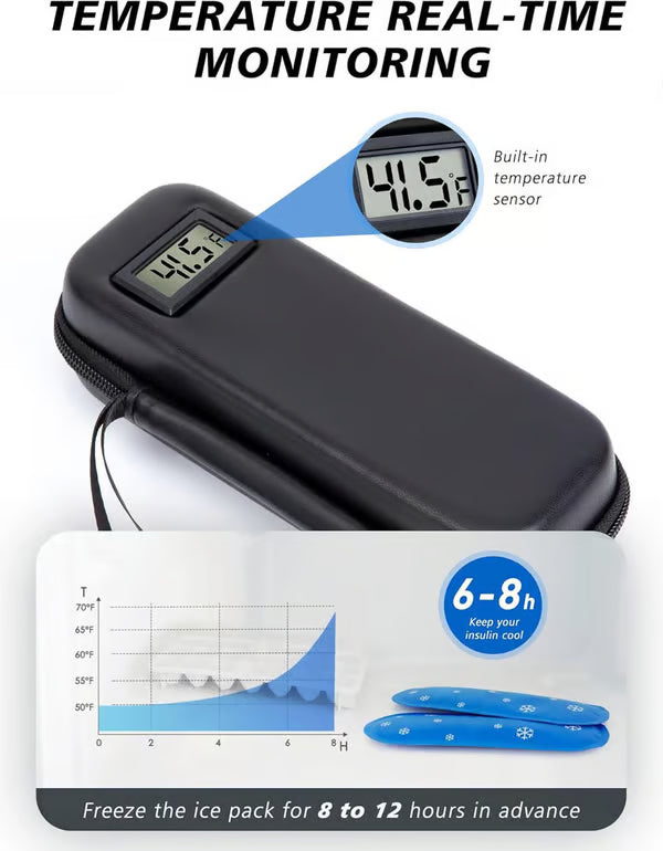Estuche de viaje refrigerante para insulina con pantalla de temperatura