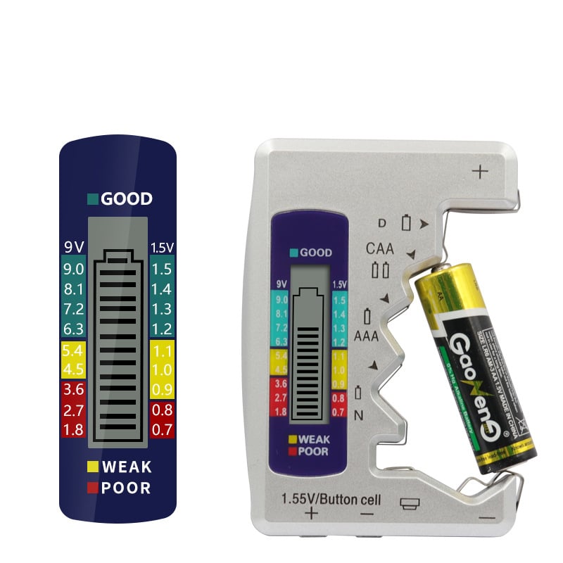 Free Portable Digital Battery Tester©\Universal Checker for All©\Size Household Batteries