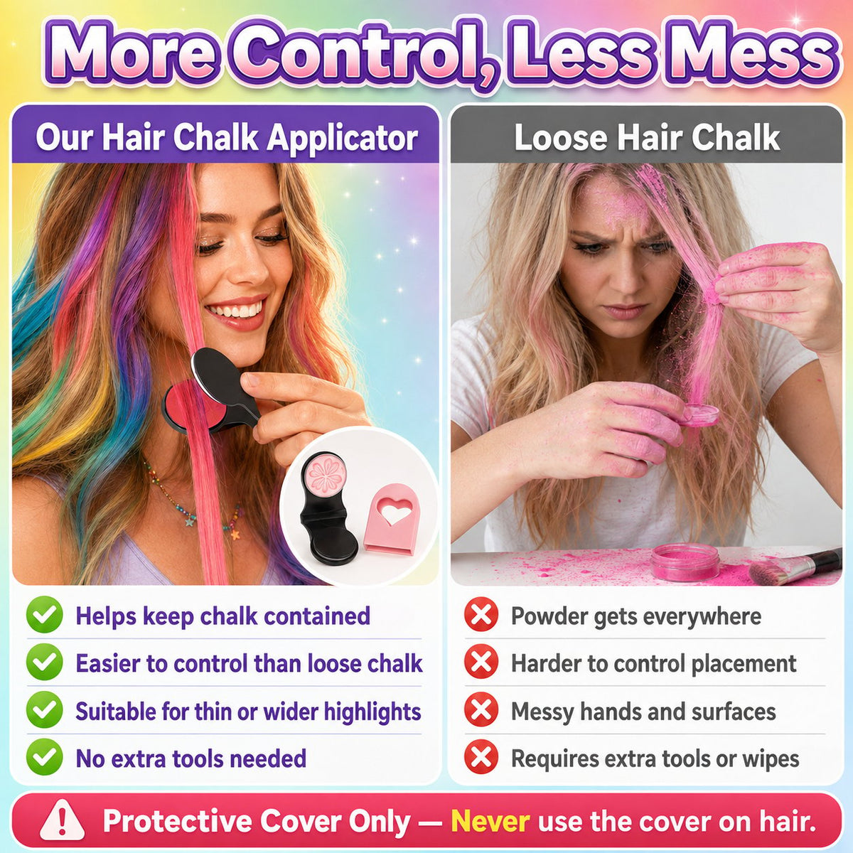 Set de aplicadores de tizas temporales para el cabello en 12 colores