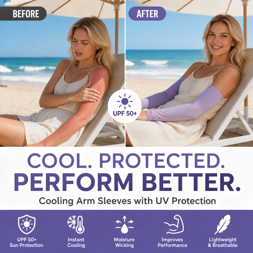 Sporty Cooling Compression Sleeves with UV Protection ¨C Cool, Protective, and Perfect for Outdoor Sports