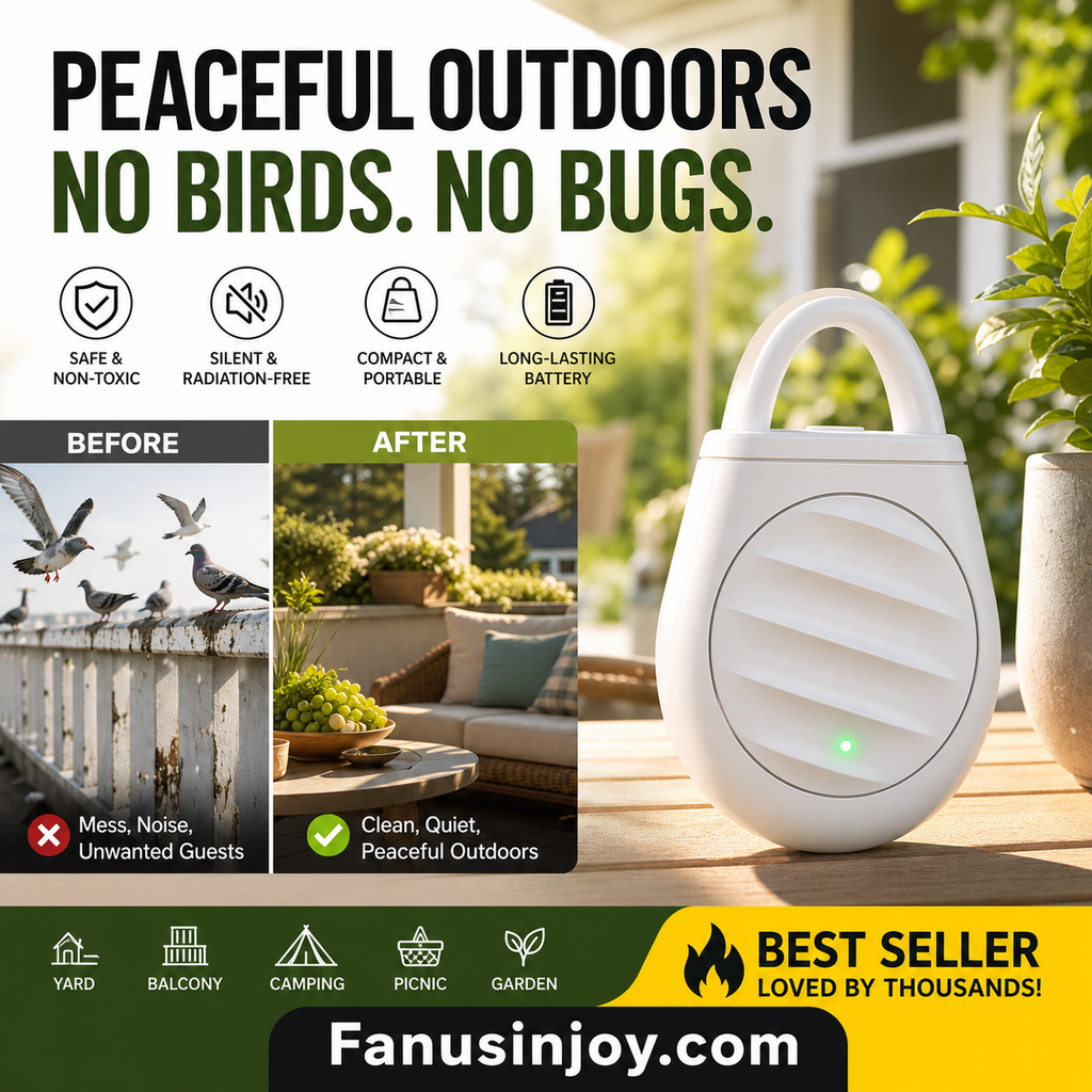 Llavero repelente de aves por ultrasonidos portátil y gratis - olvídate de los problemas con aves, animales y langostas