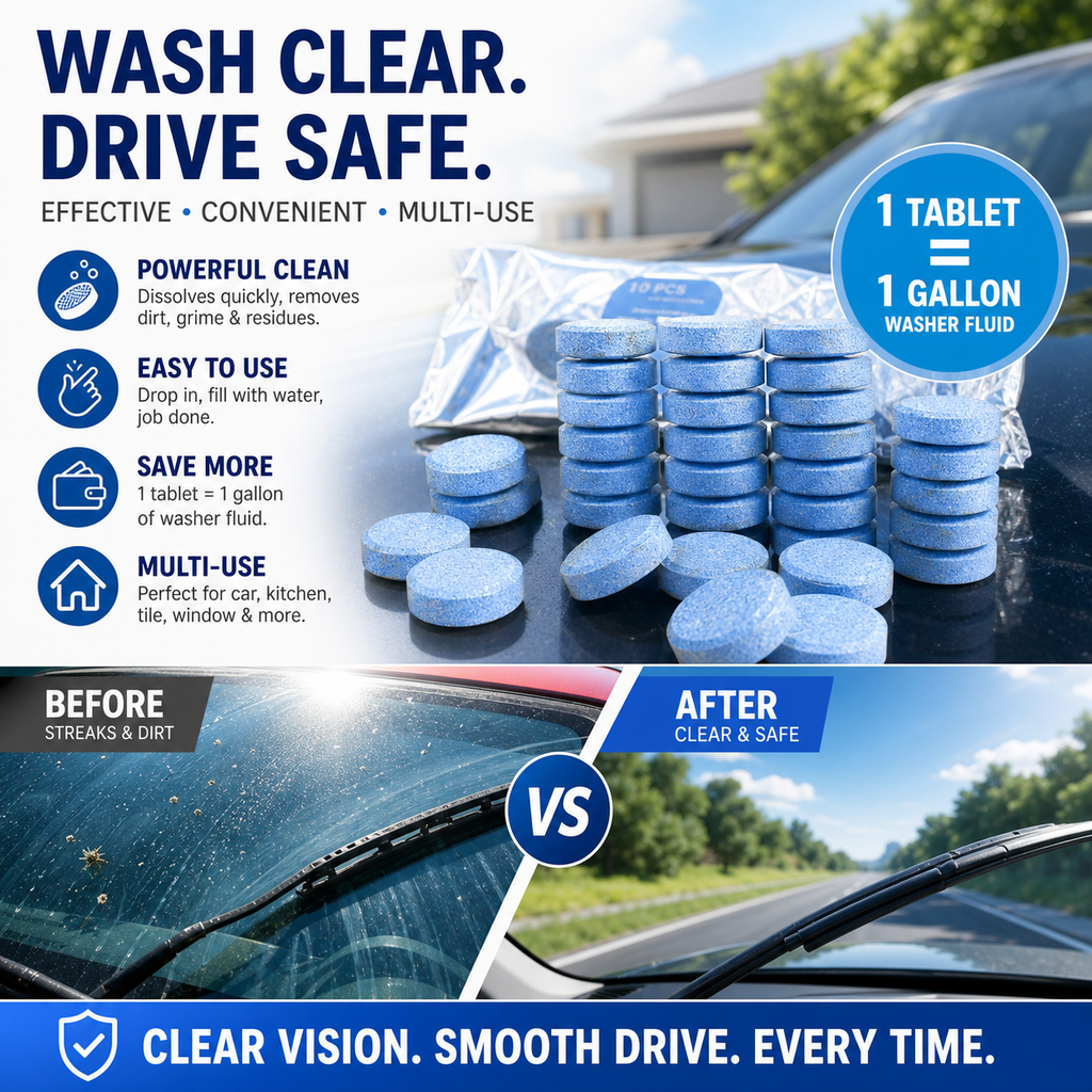 Compresse effervescenti concentrate detergenti per lavavetri dell'auto gratuite