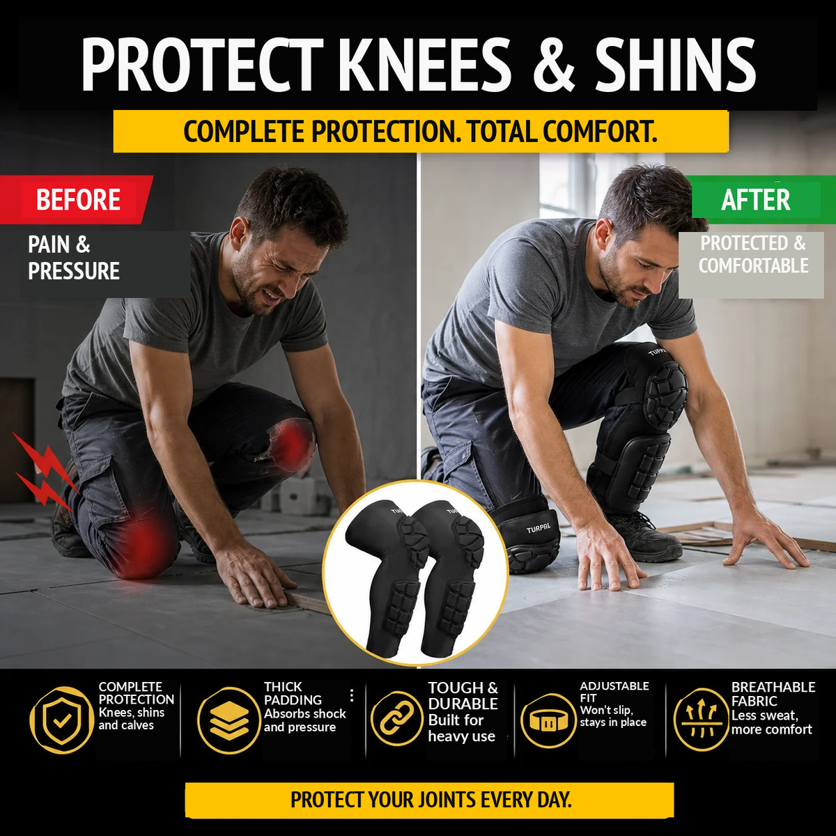 Ginocchiere sportive antishock NOW - Protezione dagli impatti, traspiranti e con vestibilità sicura - Perfette per sport, palestra e attività all'aperto