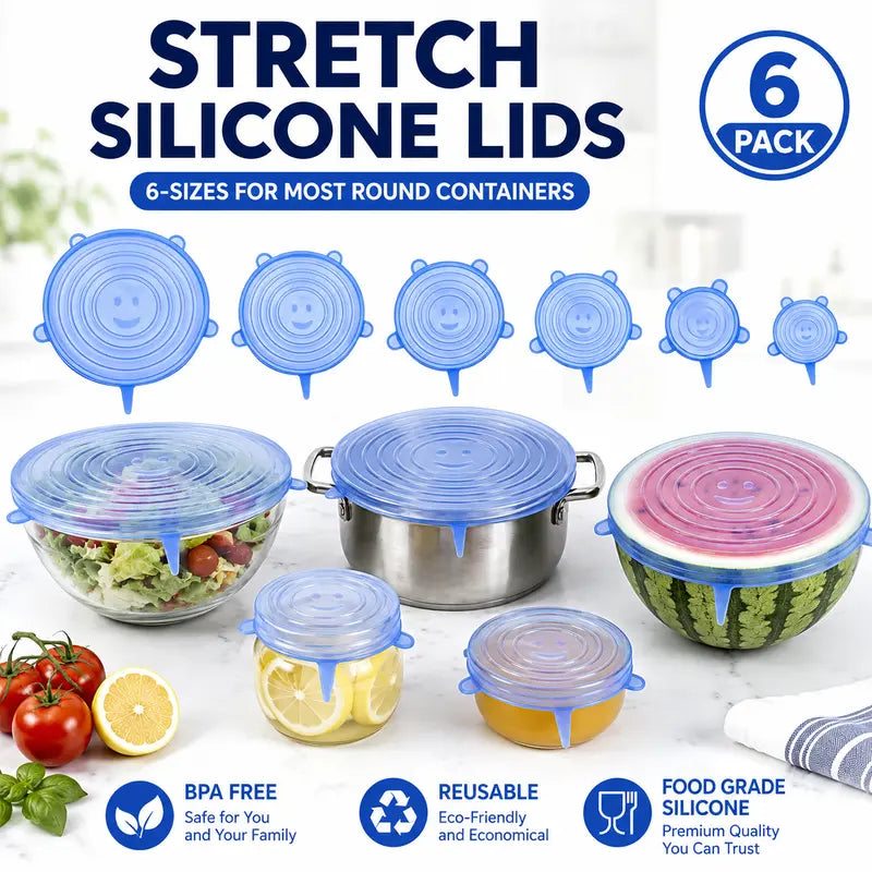 Couvercles en silicone Adpartner pour la conservation des aliments (lot de 6)