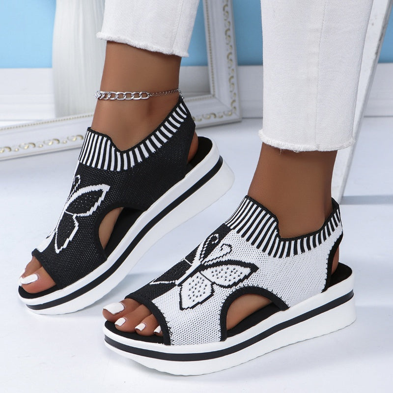 Sandali casual da donna con zeppa, punta aperta e stile da spiaggia