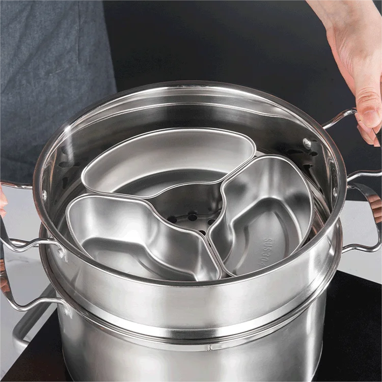 Teglie in acciaio inox per tavolo a vapore con bordo smerlato