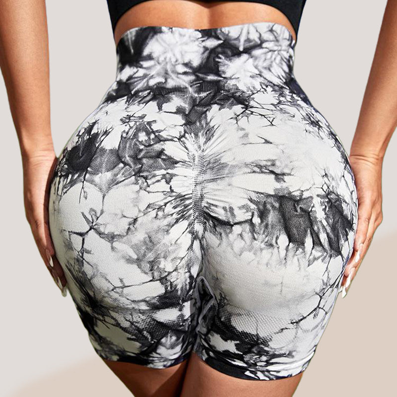 Pantalones cortos deportivos de teñido aleatorio y gran elasticidad